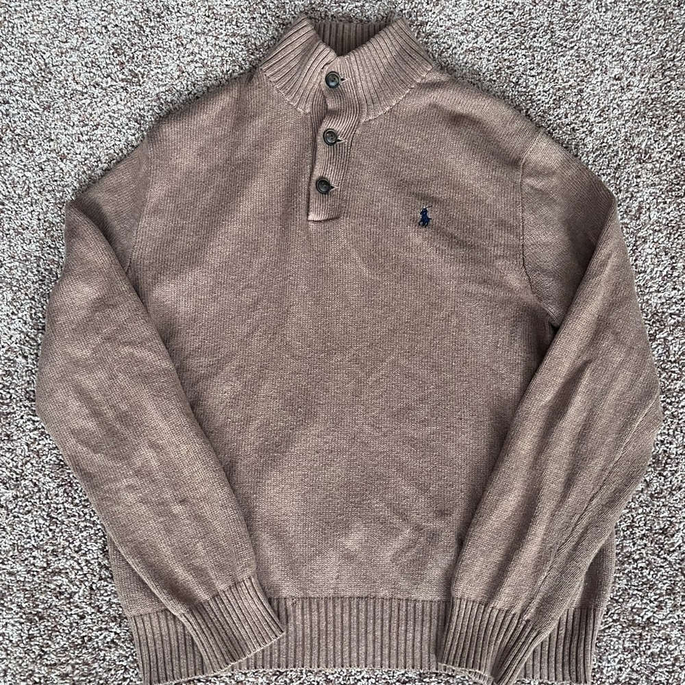 Vintage‎ Y2K Polo Ralph Lauren Camel Brown Pullover Mock Neck Sweater